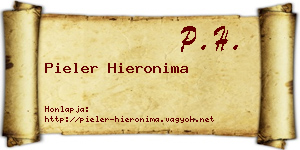Pieler Hieronima névjegykártya